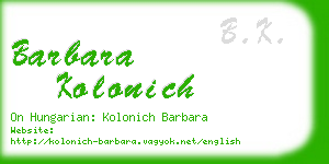 barbara kolonich business card